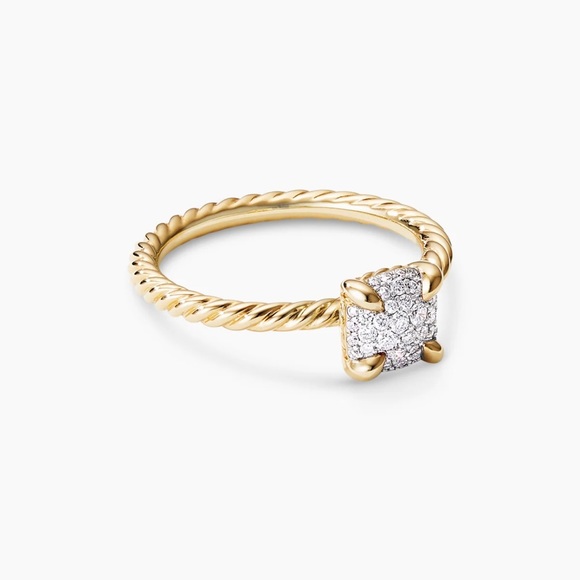 David Yurman Jewelry - David Yurman Pave Diamond Petite Chatelaine Ring 18K Yellow Gold Like New Size 6